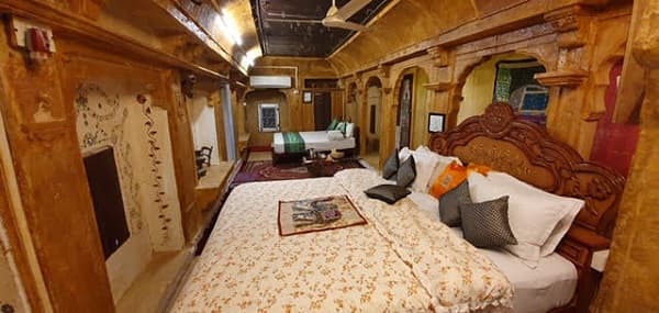 Stone-walled room interior at Desert Haveli